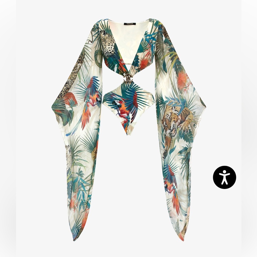 Roberto Cavalli Jungle Print Silk Swim Coverup